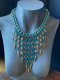 Past Lives No. 2: Turquoise & Silver Spike Fringe Necklace