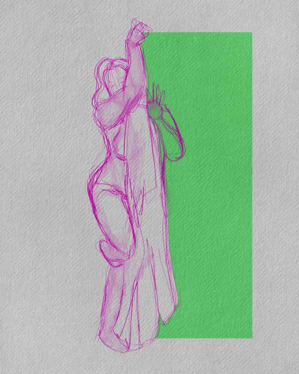 Pink lady, front (sketch)